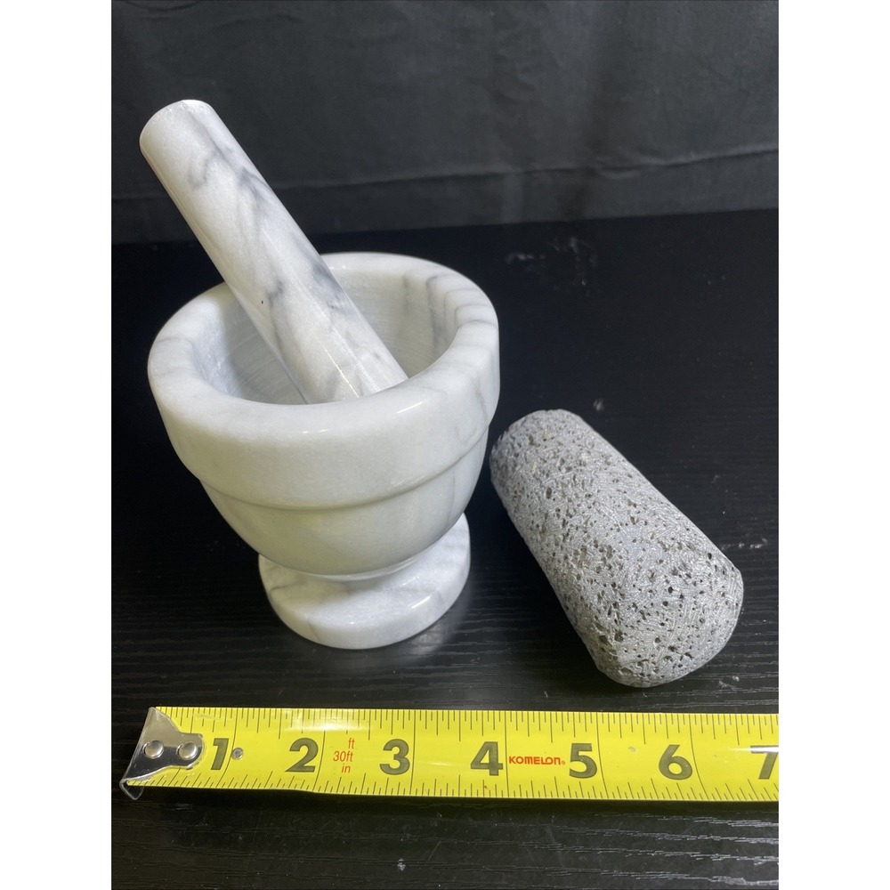 Mortar & Pestle Lot White Marble Mortar Marble Pestle Lava Stone Pestle